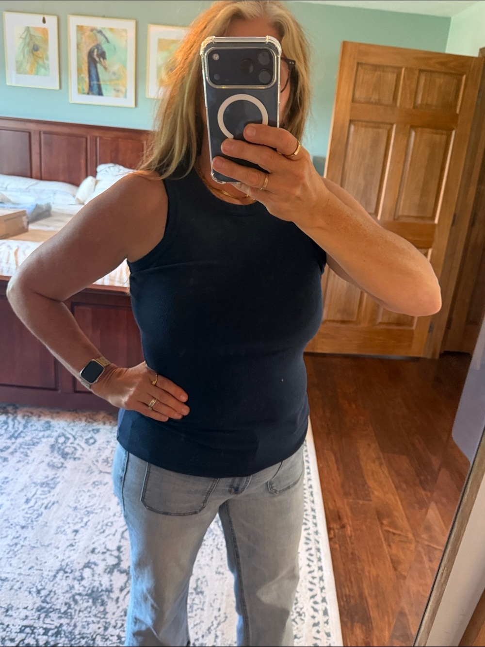 Sleeveless Black Ribbed Tank Top - Women's Classic Fit